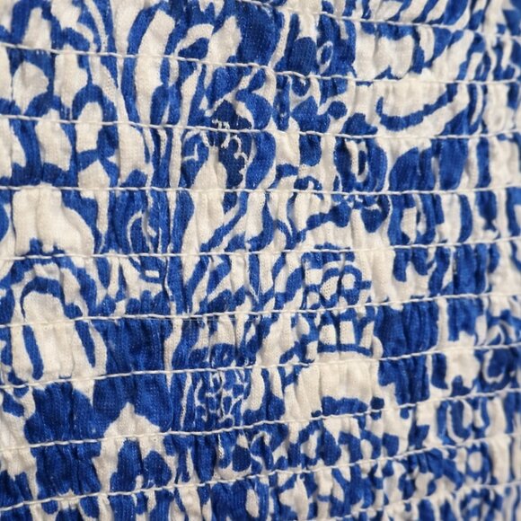 Tommy Hilfiger Blue White Smocked Cross Back Tank Top Size S NEW - Picture 9 of 11